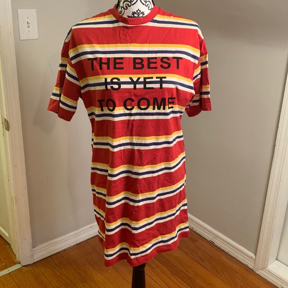 Urban outfitters “The Best is Yet to Come” red striped size S/M shirt
